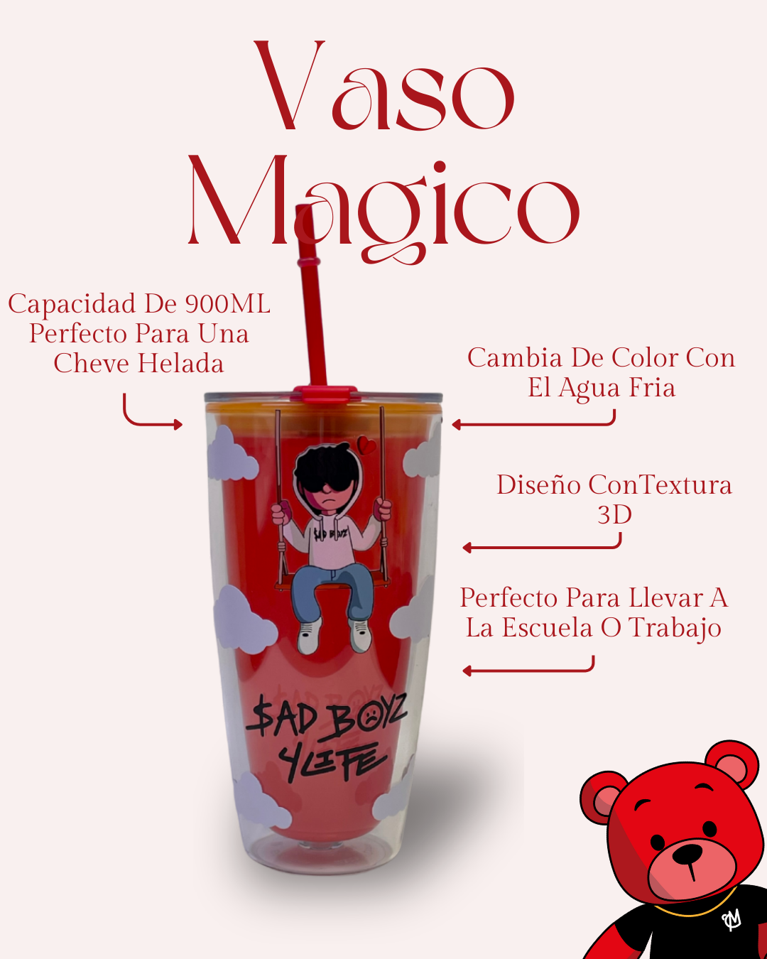 VASO MAGICO ROJO - JUNIOR H MAGIC
